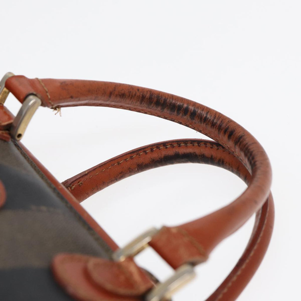 FENDI Pecan Canvas Mini Hand Bag Brown Black gold yk14400