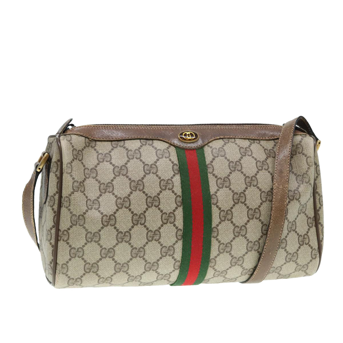 GUCCI GG Supreme Web Sherry Line Shoulder Bag PVC Beige 89 02 017 yk14402