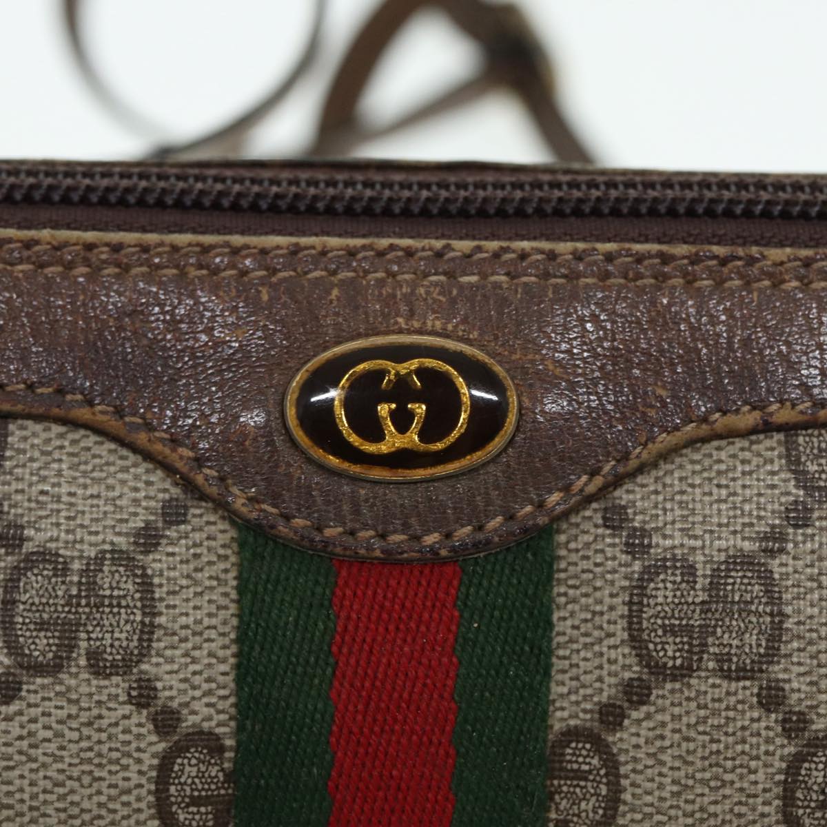 GUCCI GG Supreme Web Sherry Line Shoulder Bag PVC Beige 89 02 017 yk14402