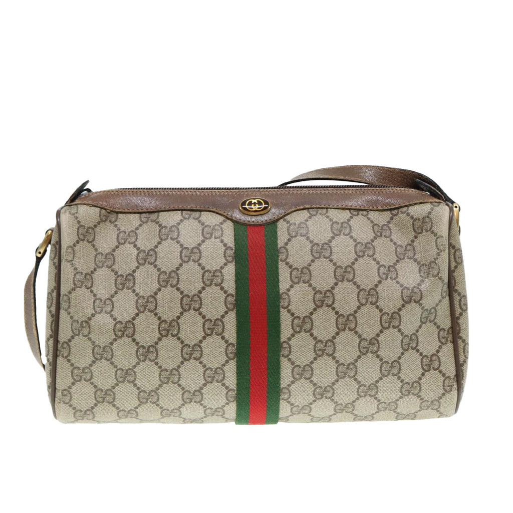 GUCCI GG Supreme Web Sherry Line Shoulder Bag PVC Beige 89 02 017 yk14402