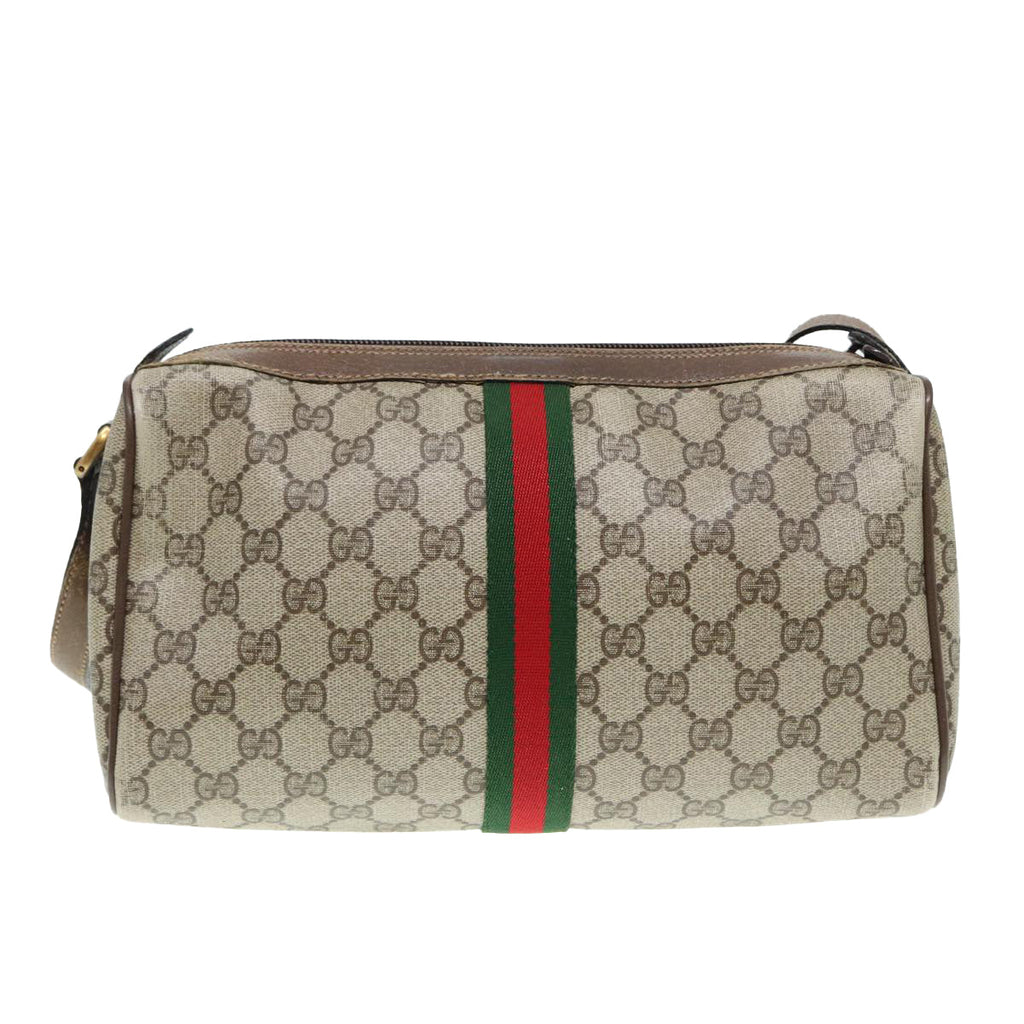 GUCCI GG Supreme Web Sherry Line Shoulder Bag PVC Beige 89 02 017 yk14402