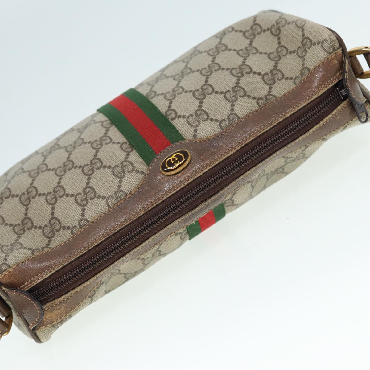 GUCCI GG Supreme Web Sherry Line Shoulder Bag PVC Beige 89 02 017 yk14402