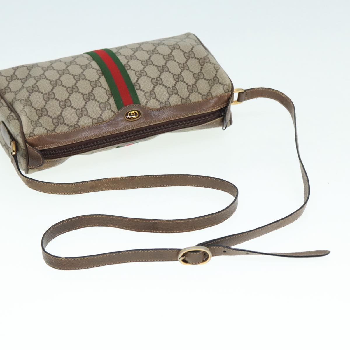 GUCCI GG Supreme Web Sherry Line Shoulder Bag PVC Beige 89 02 017 yk14402