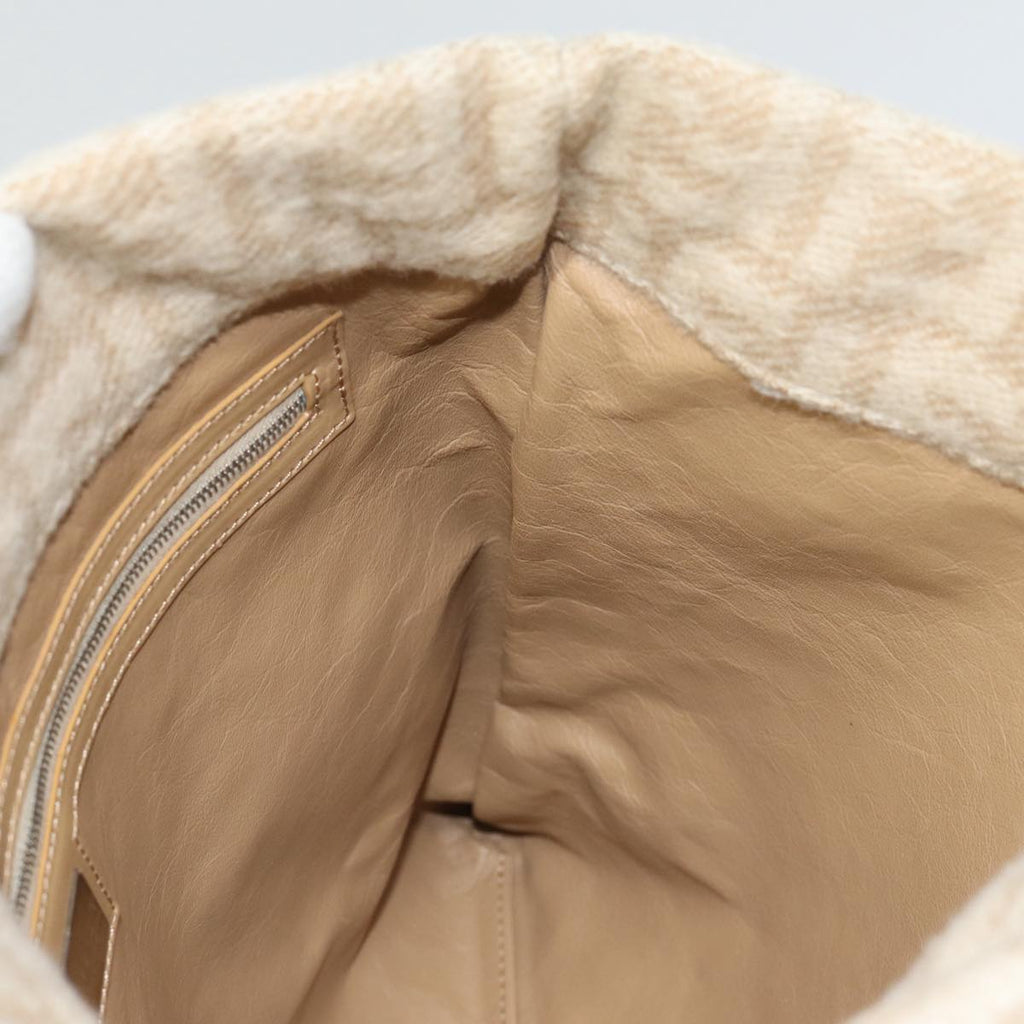FENDI Zucca Canvas Tote Bag Wool Beige Silver yk14409