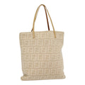 FENDI Zucca Canvas Tote Bag Wool Beige Silver yk14409