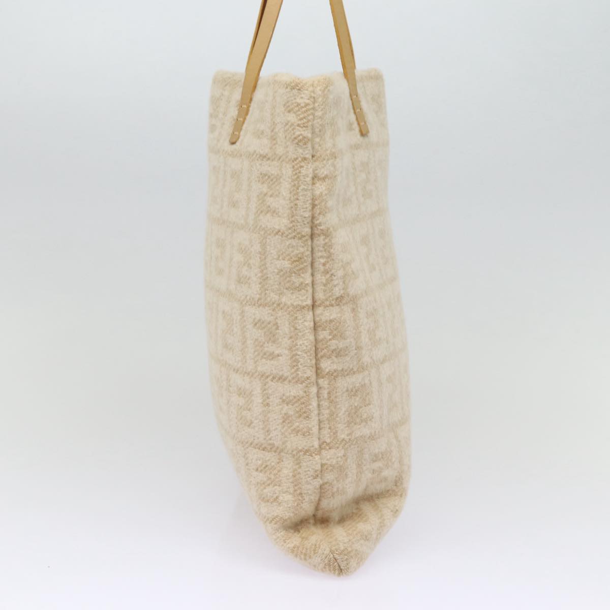 FENDI Zucca Canvas Tote Bag Wool Beige Silver yk14409