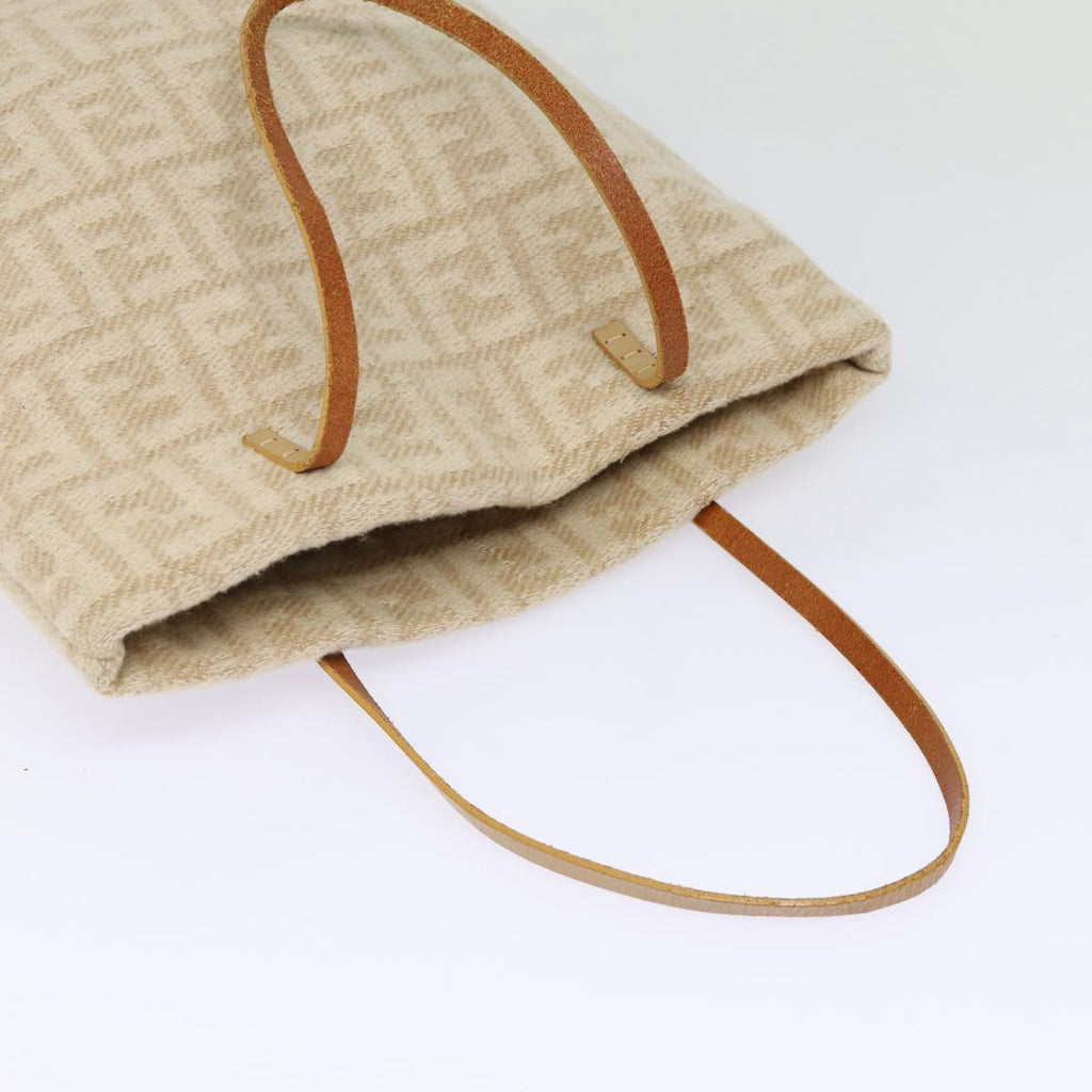 FENDI Zucca Canvas Tote Bag Wool Beige Silver yk14409