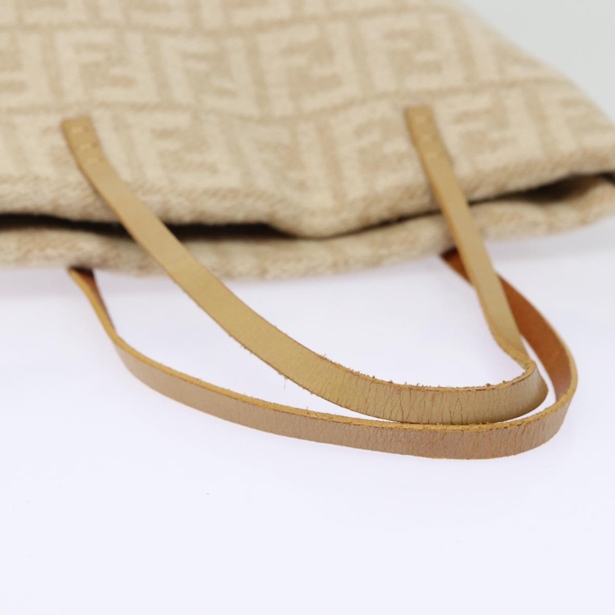 FENDI Zucca Canvas Tote Bag Wool Beige Silver yk14409