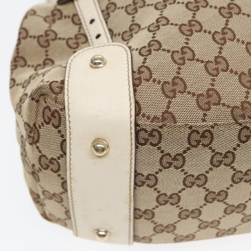 GUCCI GG Canvas Horsebit Tote Bag Beige Silver 137621 yk14424