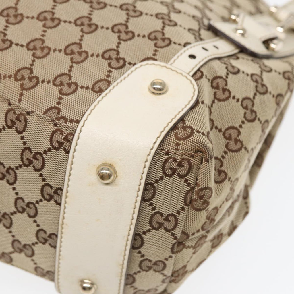 GUCCI GG Canvas Horsebit Tote Bag Beige Silver 137621 yk14424