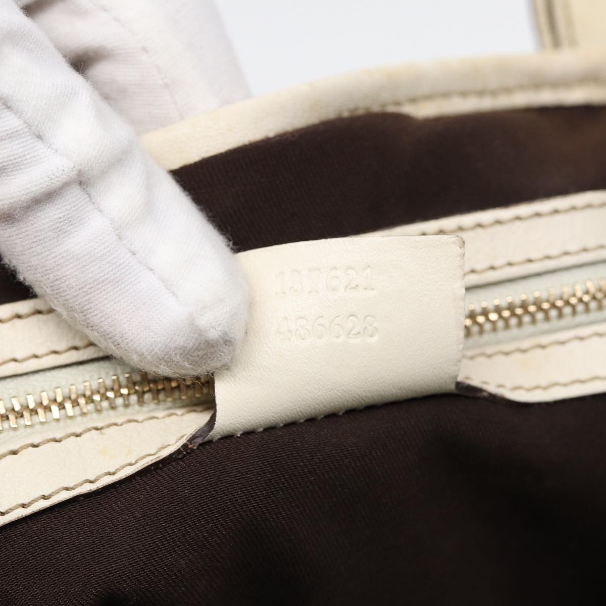 GUCCI GG Canvas Horsebit Tote Bag Beige Silver 137621 yk14424