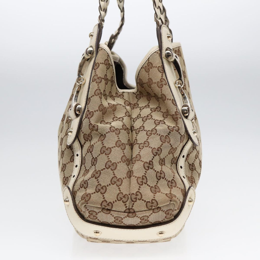 GUCCI GG Canvas Horsebit Tote Bag Beige Silver 137621 yk14424