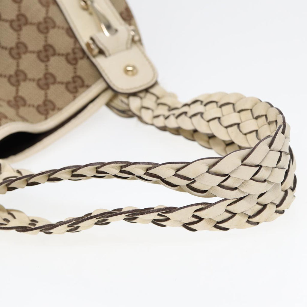 GUCCI GG Canvas Horsebit Tote Bag Beige Silver 137621 yk14424
