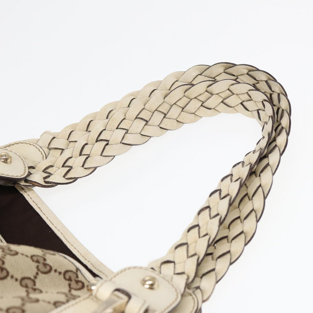 GUCCI GG Canvas Horsebit Tote Bag Beige Silver 137621 yk14424