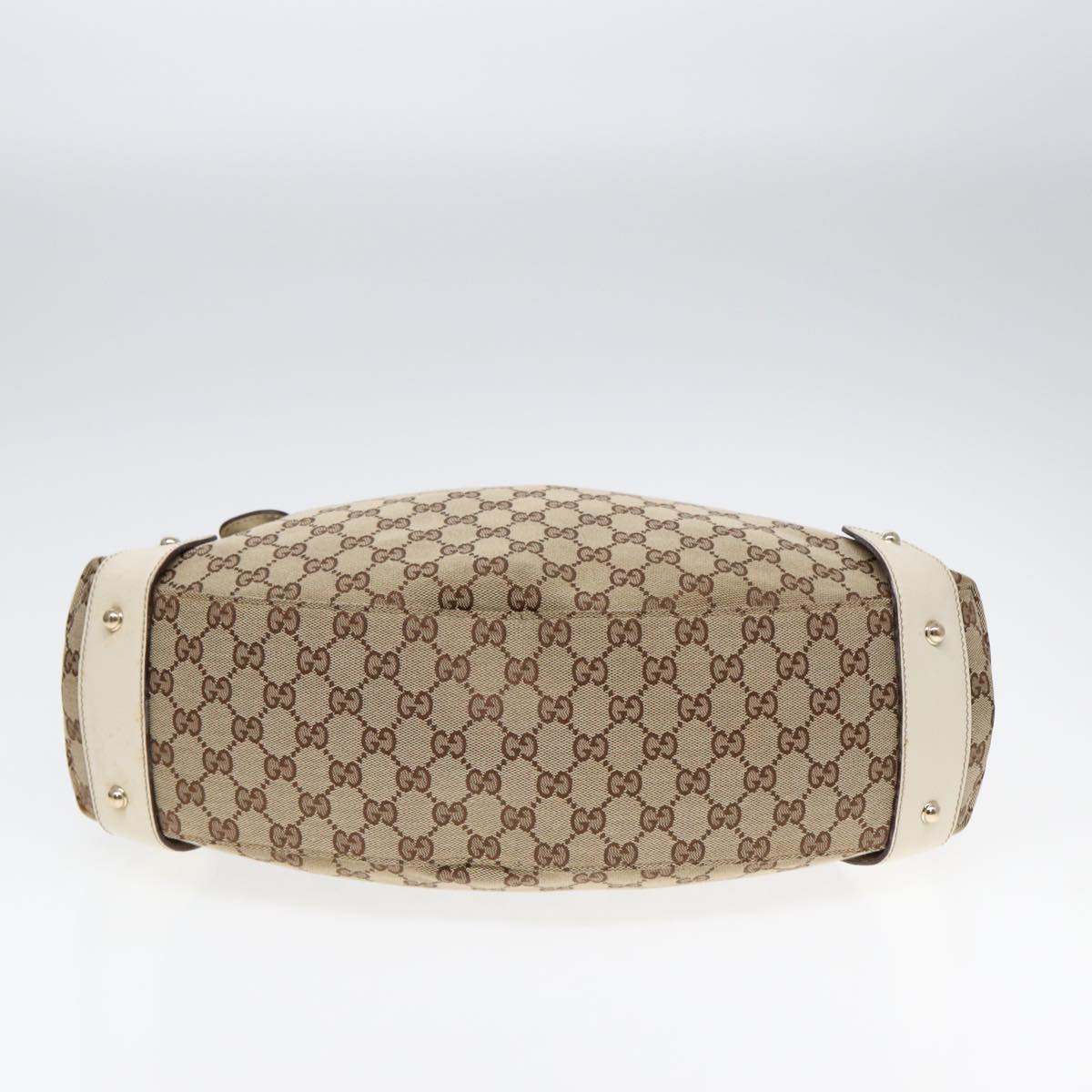 GUCCI GG Canvas Horsebit Tote Bag Beige Silver 137621 yk14424