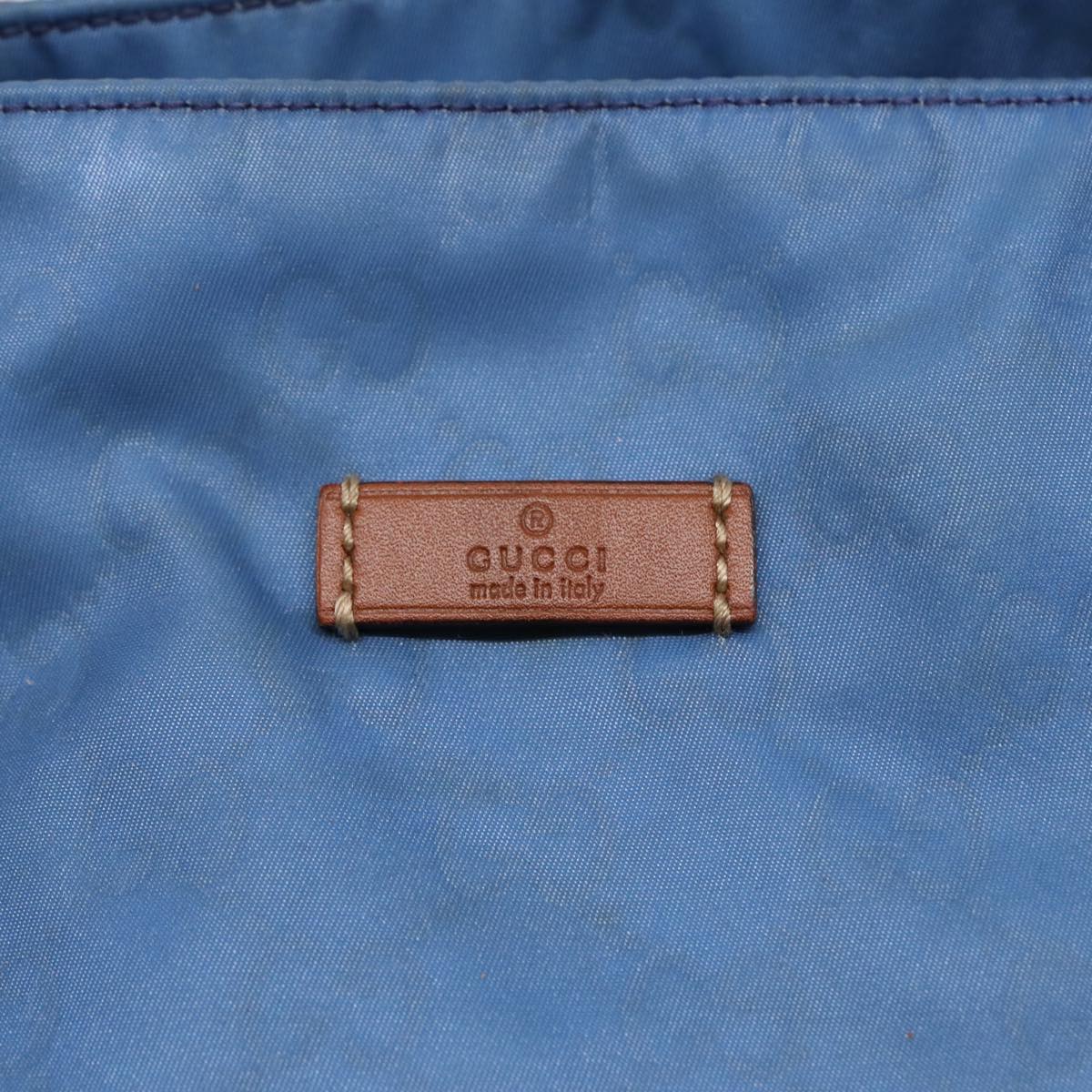 GUCCI GG Canvas Tote Bag Nylon Blue Brown Silver 282439 yk14432