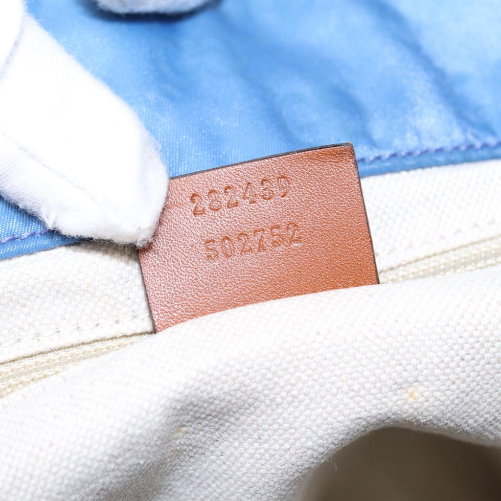GUCCI GG Canvas Tote Bag Nylon Blue Brown Silver 282439 yk14432
