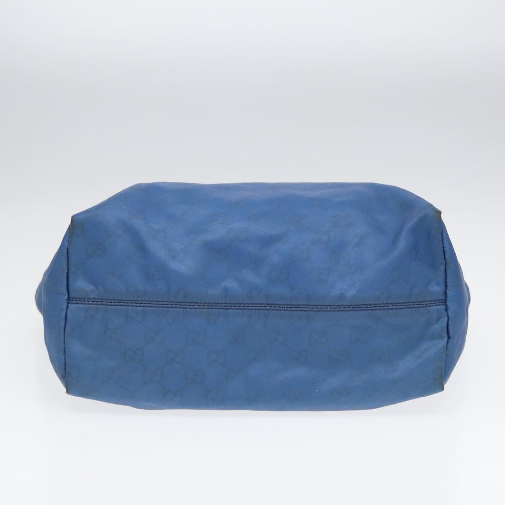 GUCCI GG Canvas Tote Bag Nylon Blue Brown Silver 282439 yk14432