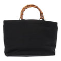 GUCCI Bamboo Hand Bag Nylon Black Silver yk14441