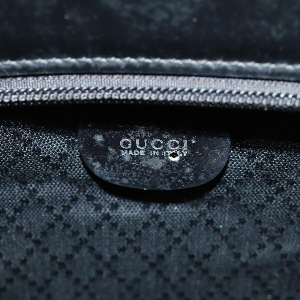 GUCCI Bamboo Hand Bag Nylon Black Silver yk14441
