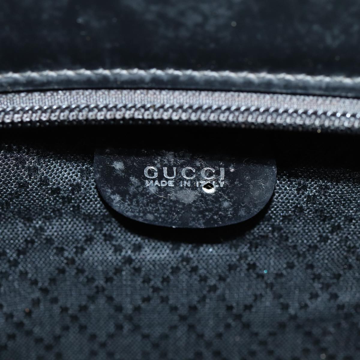 GUCCI Bamboo Hand Bag Nylon Black Silver yk14441