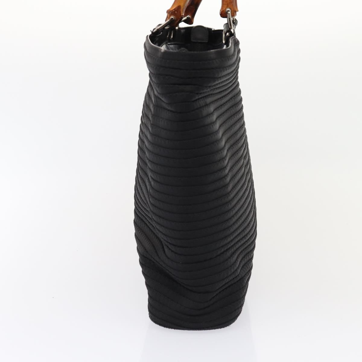 GUCCI Bamboo Hand Bag Nylon Black Silver yk14441