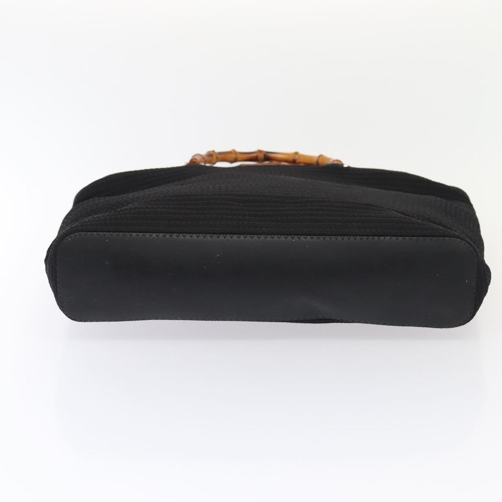 GUCCI Bamboo Hand Bag Nylon Black Silver yk14441