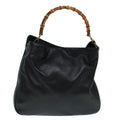 GUCCI Bamboo Hand Bag Leather Black Gold 001 3754 1577 yk14446