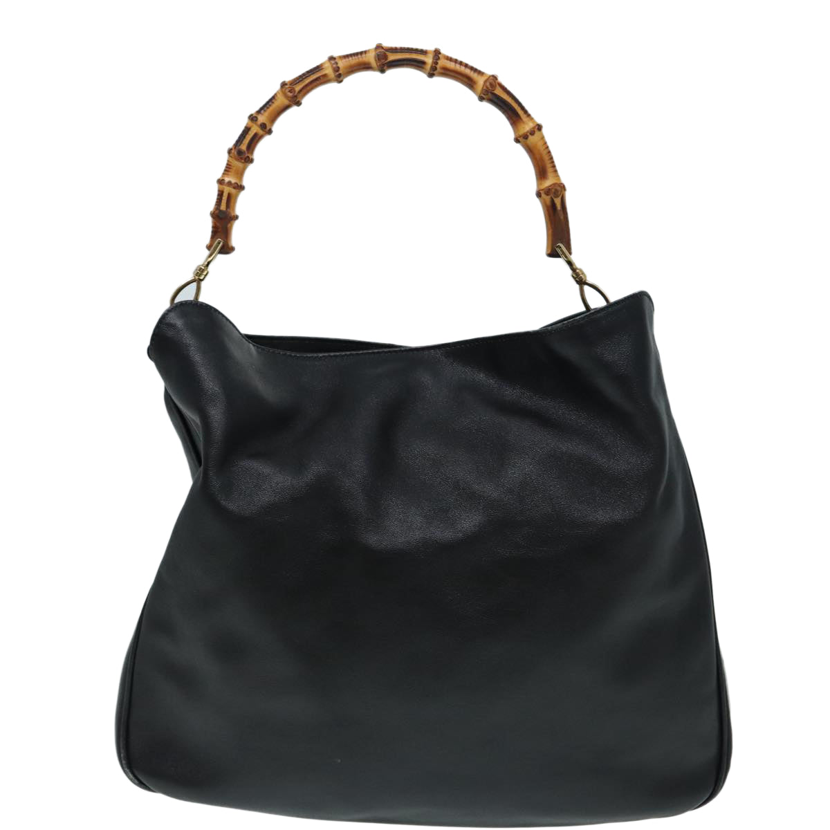 GUCCI Bamboo Hand Bag Leather Black Gold 001 3754 1577 yk14446