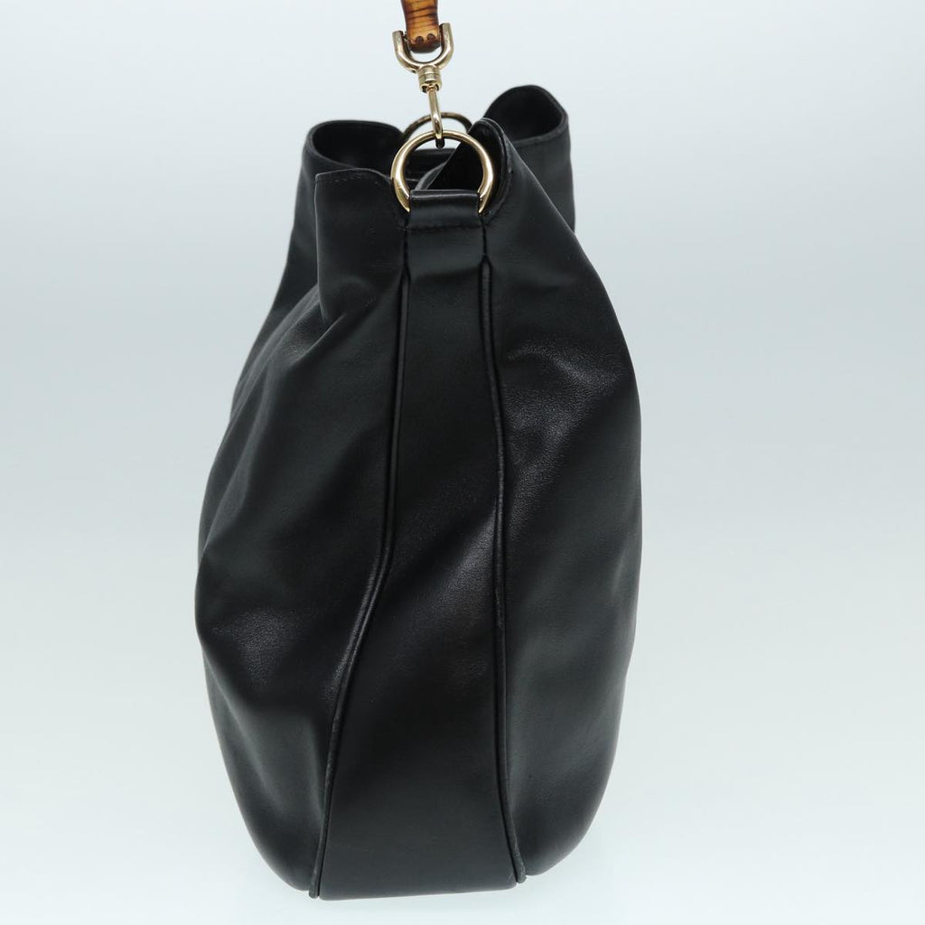 GUCCI Bamboo Hand Bag Leather Black Gold 001 3754 1577 yk14446