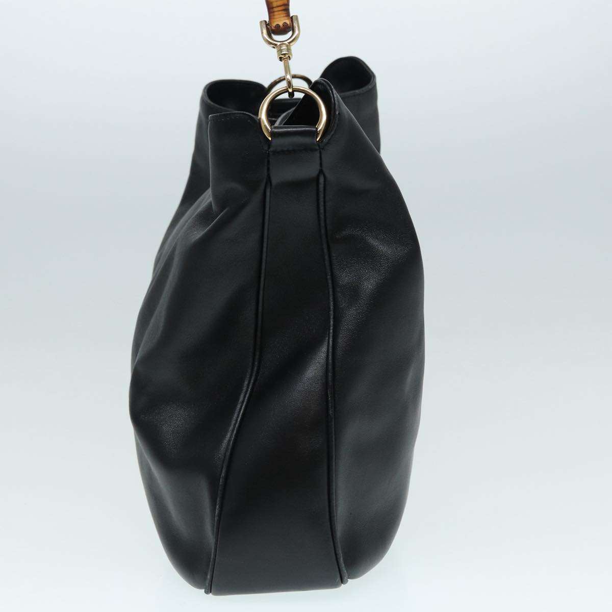 GUCCI Bamboo Hand Bag Leather Black Gold 001 3754 1577 yk14446