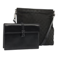 GUCCI GG Canvas Shoulder Bag Canvas Leather 2Set Black yk14479