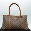 GUCCI GG Supreme Tote Bag PVC Leather Beige Silver 111595 yk14481