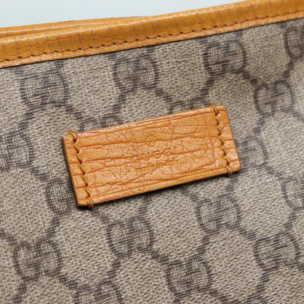 GUCCI GG Supreme Tote Bag PVC Leather Beige Silver 111595 yk14481