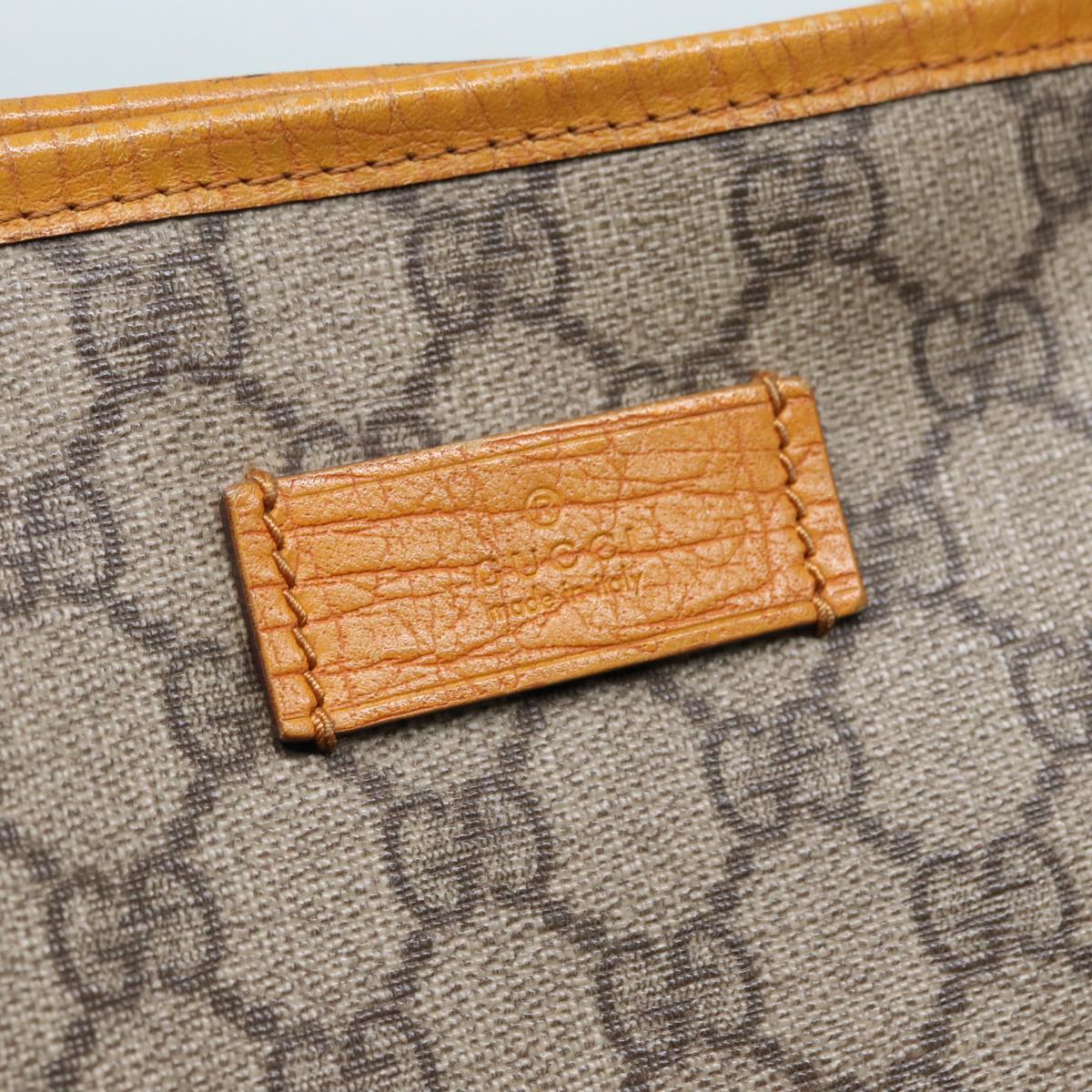 GUCCI GG Supreme Tote Bag PVC Leather Beige Silver 111595 yk14481