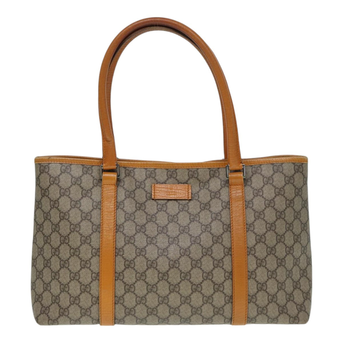 GUCCI GG Supreme Tote Bag PVC Leather Beige Silver 111595 yk14481