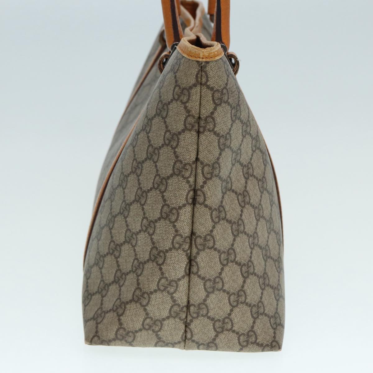 GUCCI GG Supreme Tote Bag PVC Leather Beige Silver 111595 yk14481