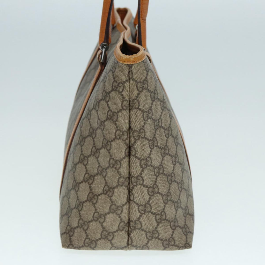 GUCCI GG Supreme Tote Bag PVC Leather Beige Silver 111595 yk14481