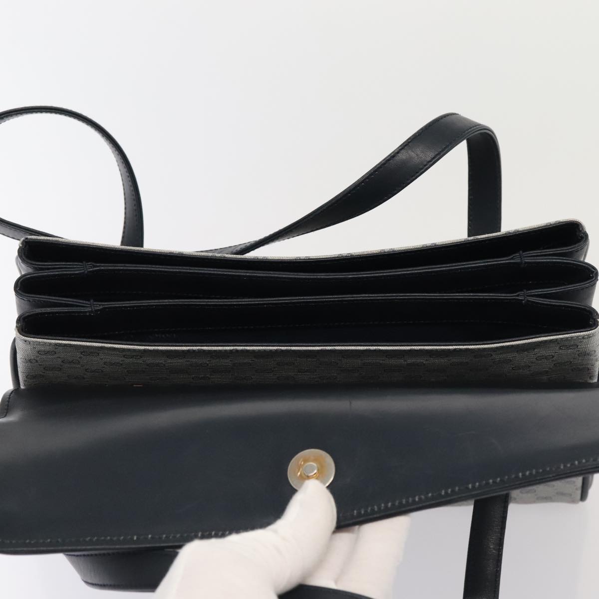 GUCCI Micro GG Supreme Hand Bag PVC Navy Gold 000 46 4857 yk14482