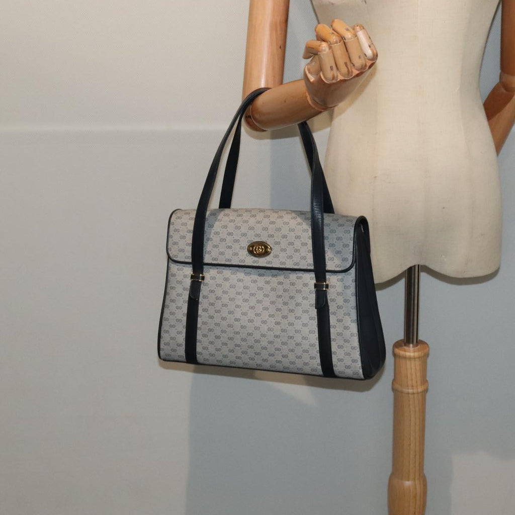 GUCCI Micro GG Supreme Hand Bag PVC Navy Gold 000 46 4857 yk14482