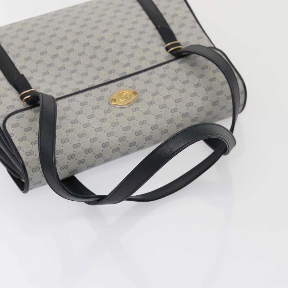 GUCCI Micro GG Supreme Hand Bag PVC Navy Gold 000 46 4857 yk14482