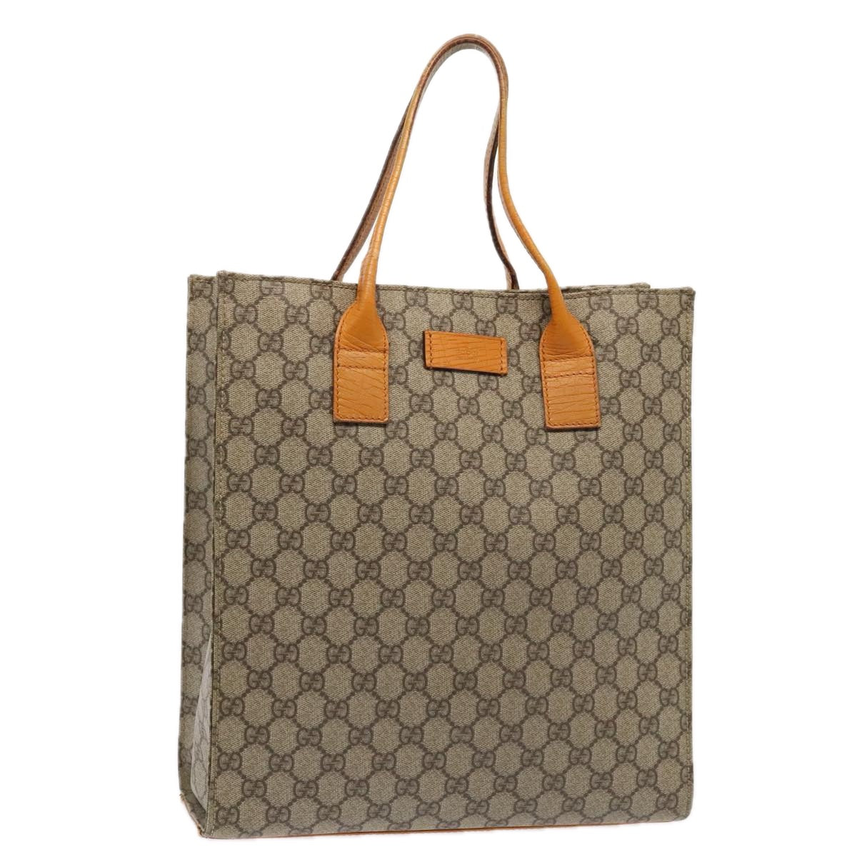 GUCCI GG Supreme Tote Bag PVC Leather Beige Silver 91249 yk14485