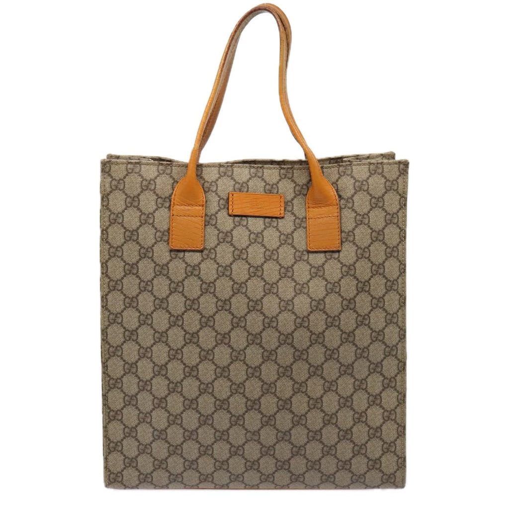 GUCCI GG Supreme Tote Bag PVC Leather Beige Silver 91249 yk14485