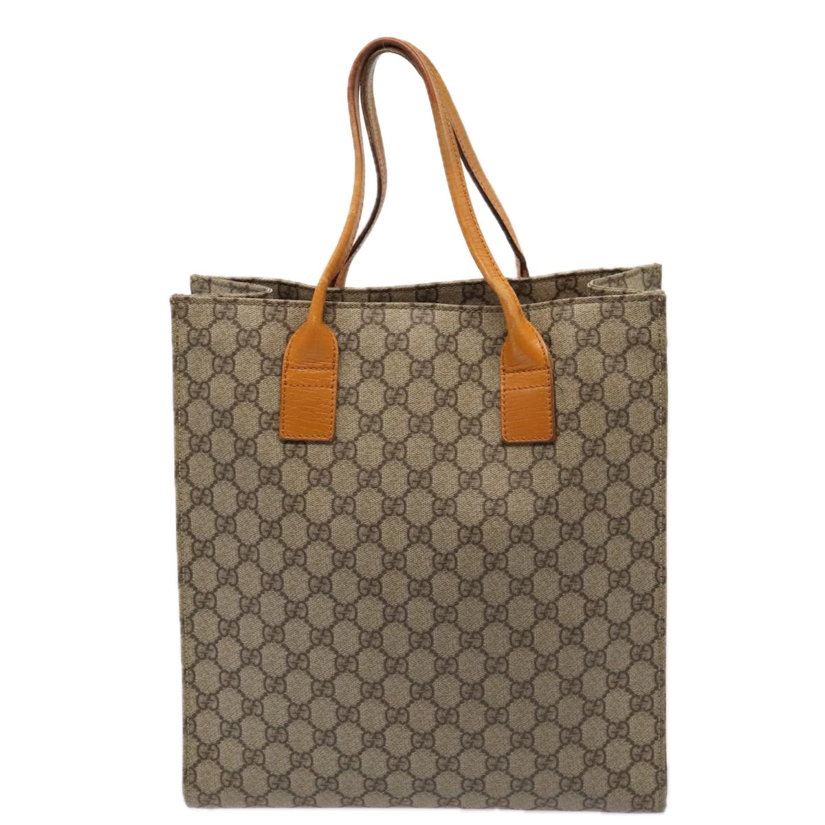 GUCCI GG Supreme Tote Bag PVC Leather Beige Silver 91249 yk14485
