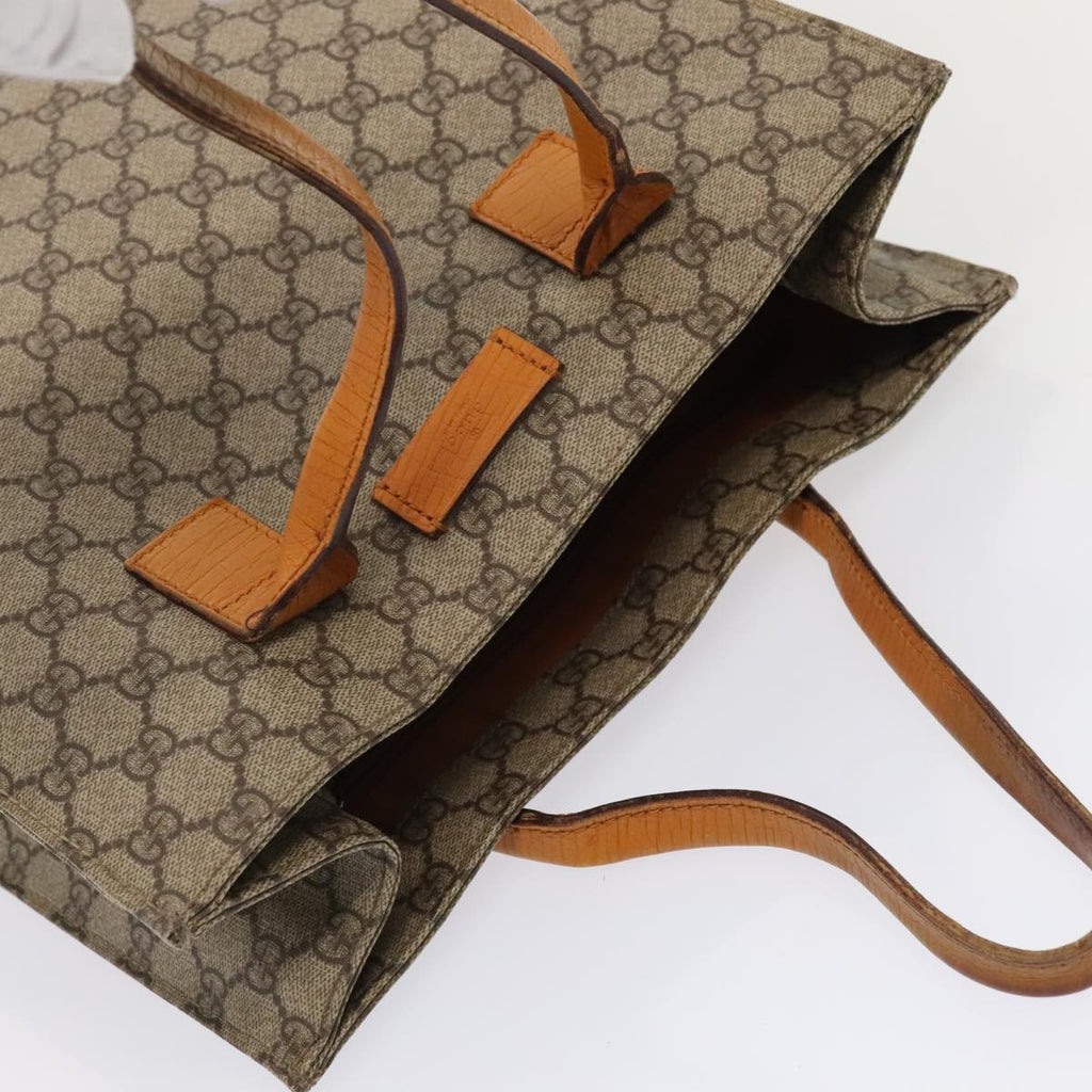 GUCCI GG Supreme Tote Bag PVC Leather Beige Silver 91249 yk14485