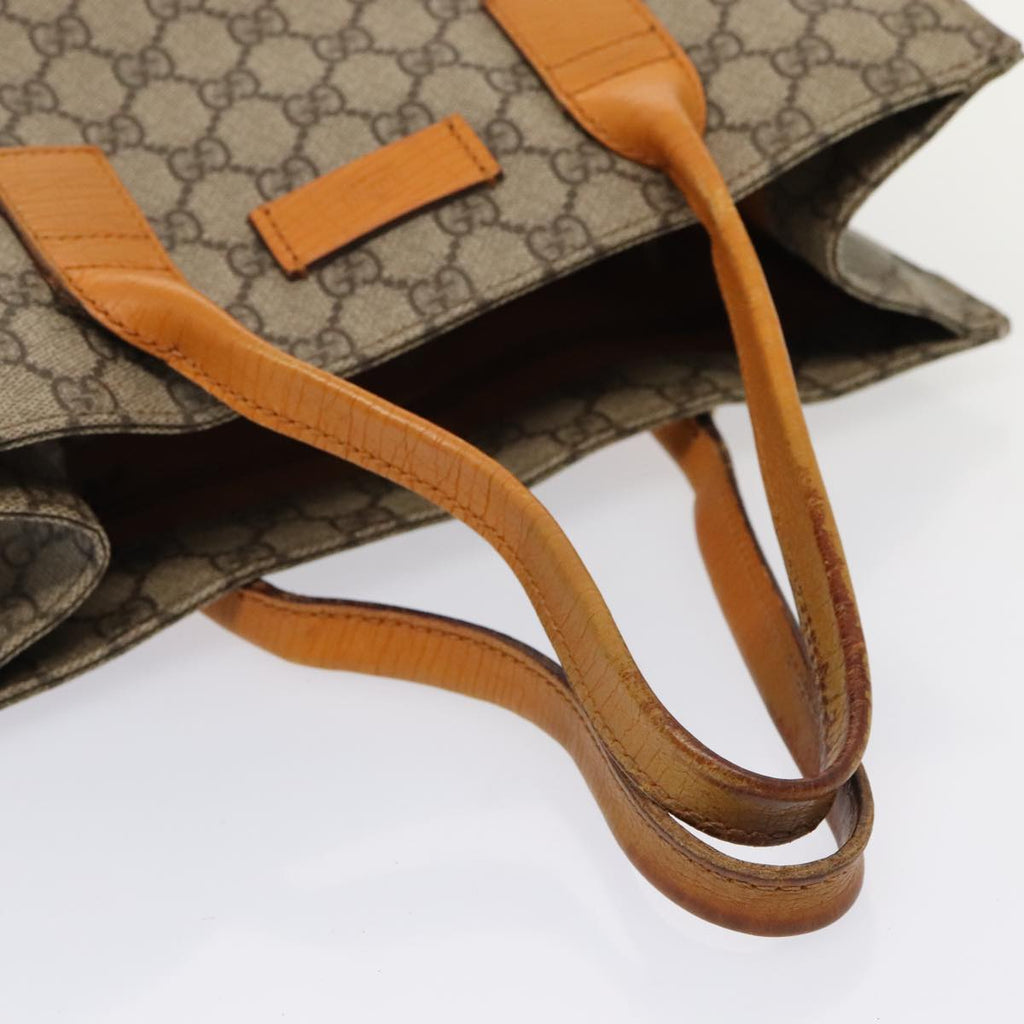 GUCCI GG Supreme Tote Bag PVC Leather Beige Silver 91249 yk14485