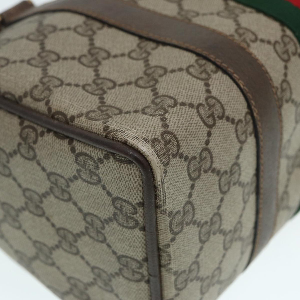 GUCCI GG Supreme Web Sherry Line Boston Bag PVC Beige Red 69 02 006 yk14489