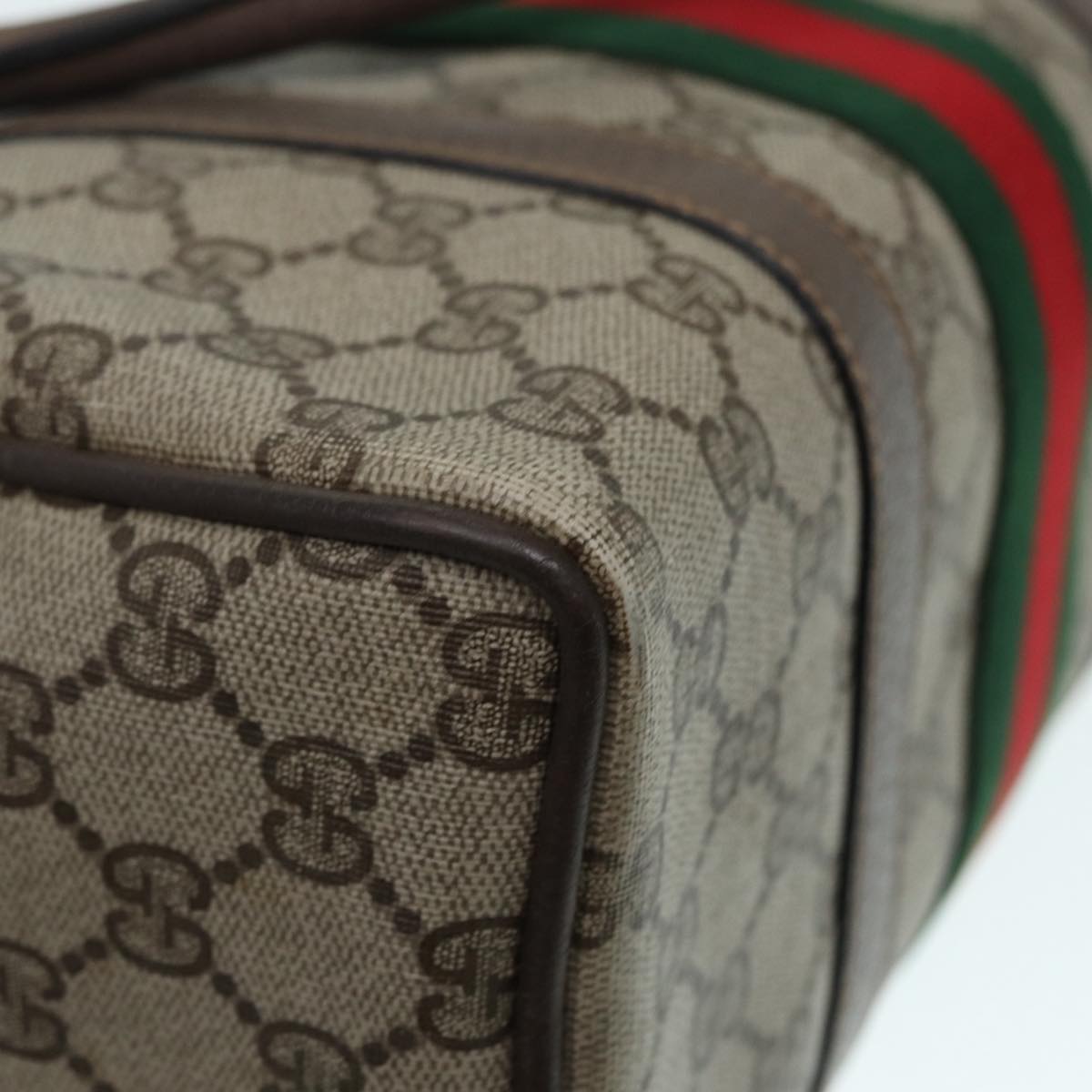 GUCCI GG Supreme Web Sherry Line Boston Bag PVC Beige Red 69 02 006 yk14489