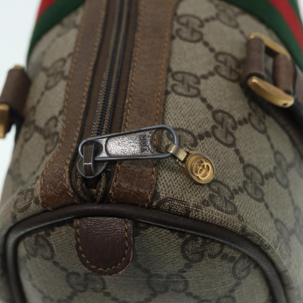 GUCCI GG Supreme Web Sherry Line Boston Bag PVC Beige Red 69 02 006 yk14489