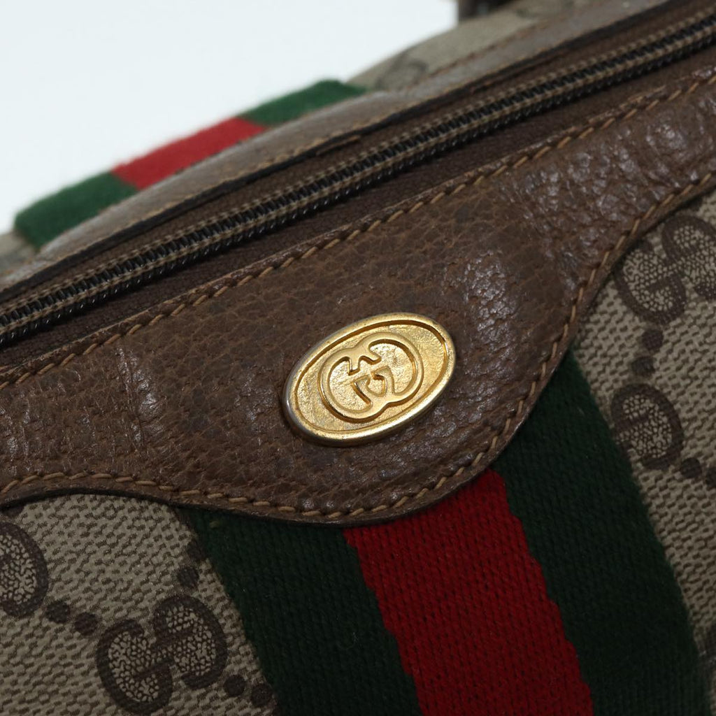 GUCCI GG Supreme Web Sherry Line Boston Bag PVC Beige Red 69 02 006 yk14489